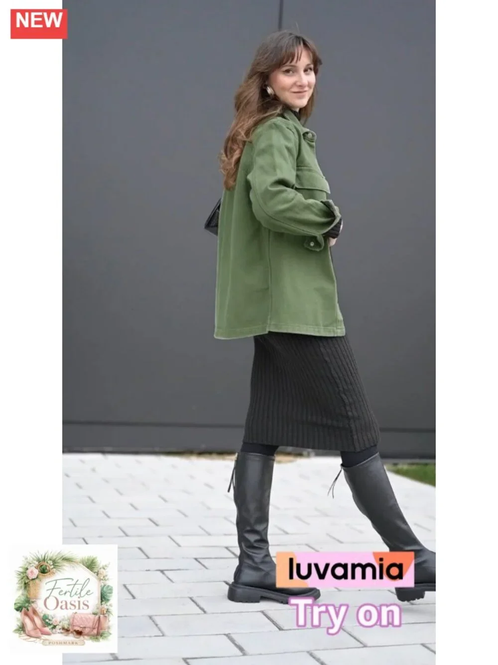 Oversized Cotton Denim Jacket Women Button Down Shacket with Pockets
